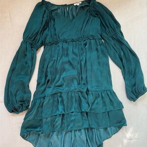 Umgee Teal Ruffle Trim Top